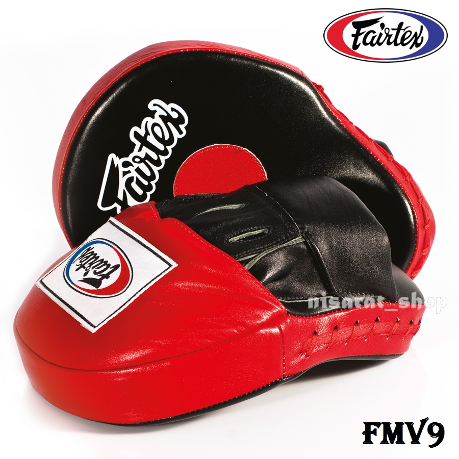 Fairtex Ultimate Contoured focus mitts FMV-9 Black-Red for Training Muay Thai MMA K1 เป้ามือแฟร์แท็กซ์ สีดำ - สีแดง สำหรับเทรนเนอร์ ในการฝึกซ้อมนักมวย