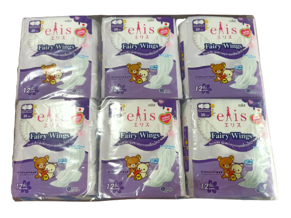 Elis Fairy Wings ผ้าอนามัยเอลิส 30ซม. 12ชิ้น (แพค*6) Elis sanitary napkin 30cm. 12pcs (pack * 6)