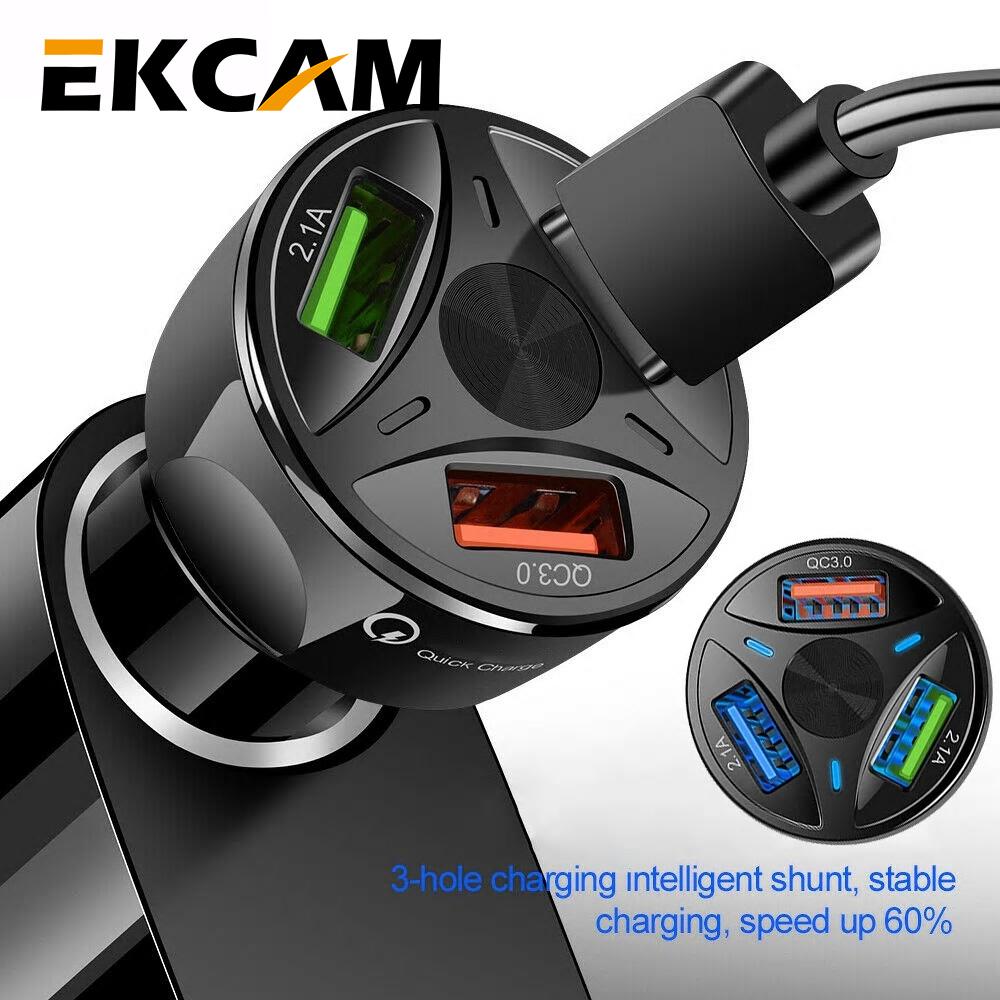 ที่ชาร์จในรถ อุปกรณ์ชาร์จมือถือในรถ EKCAM เอเลี่ยน 3 USB LED ที่ชาร์จ usb ในรถ หัวชาร์จเร็วอุปกรณ์ชาร์จมือถือในรถ ที่ชาร์จแบตรถ ที่ชาร์จไฟในรถยนต์ ใช้กับ มือถือ แท็บเล็ต และ อุปกรณ์อิเล็กทรอนิค ของแท้100%