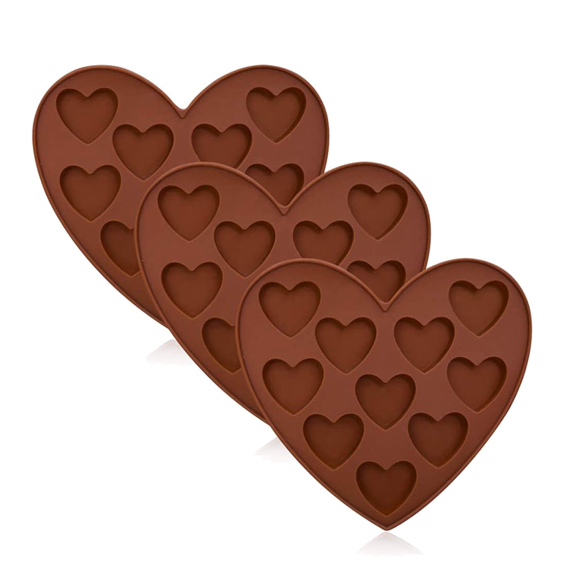 3Pcs Heart Shape Silicone Molds Chocolate Making,Jelly,Pudding and Handmade Soap, Heart Ice Square Molds for Summer