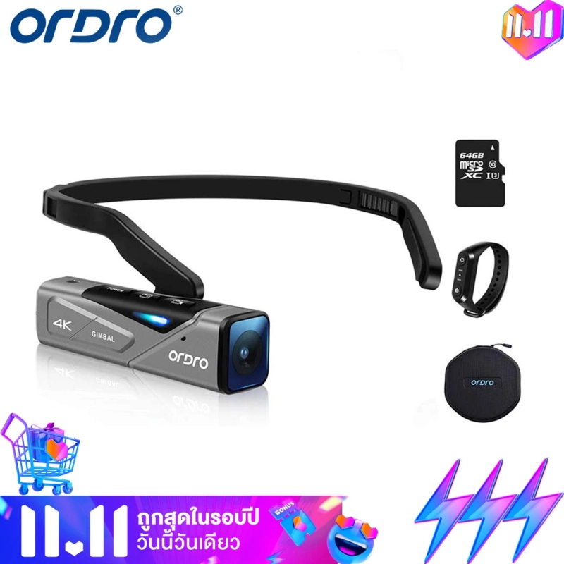 ภาพหน้าปกสินค้ากล้อง ORDRO Vlog EP7 ติดตั้งบนหัว 4K 60fps Full HD การควบคุมแอป WiFi จากร้าน ORDRO Flagship Store บน Lazada