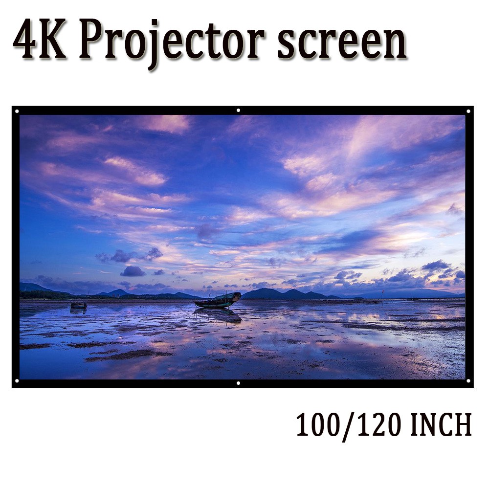 ▼  ?พร้อมส่ง?จอโปรเจคเตอร์ จอพับโปรเจคเตอร์ พับโปรเจคเตอร์แบบพกพา แบบแขวนติดผนัง100-120นิ้ว 16:9 HD manual projector screen