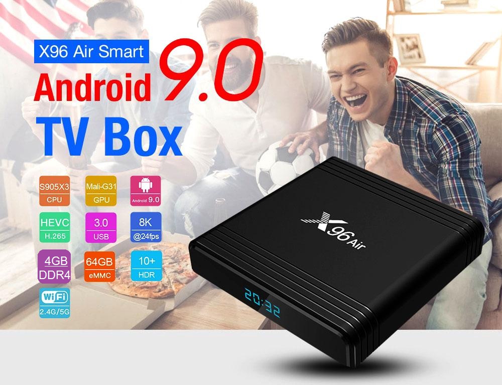 NEWEST 2020-X96 Air Amlogic S905X3 Android 9.0 TV BOX RAM4GB ROM 64GB WIFI Media Player 4G 64GB X96Air 4K 8K UHD Smart Set Top Box