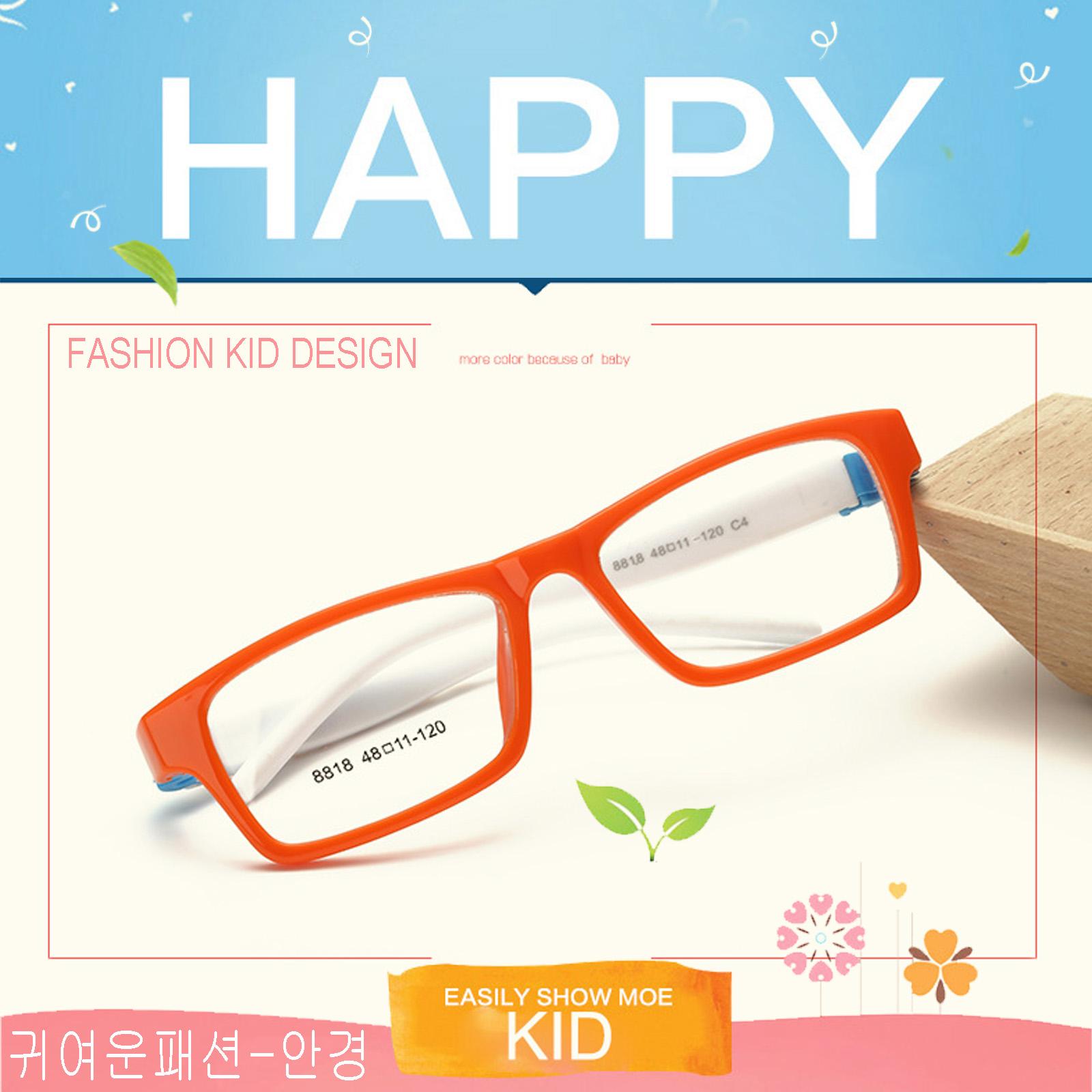 แว่นตาเกาหลีเด็ก Fashion Korea Children แว่นตาเด็ก รุ่น 8818 C-4 สีส้มขาขาว กรอบแว่นตาเด็ก Rectangle ทรงสี่เหลี่ยมผืนผ้า Eyeglass baby frame ( สำหรับตัดเลนส์ ) วัสดุ PC เบา ขาข้อต่อ Kid leg joints Plastic Grade A material Eyewear Top Glasses