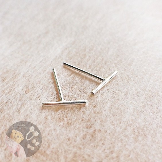 (S925) ต่างหูเงินแท้ ตุ้มหูเงินแท้ Sterling silver thin bar earrings เงิน