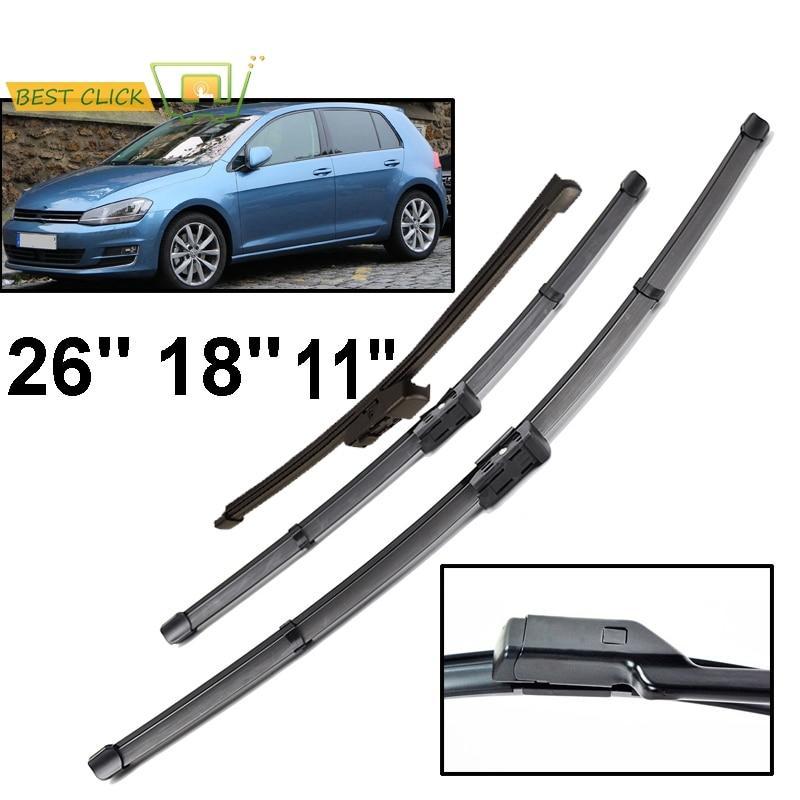 Misima 3PCS Kính Chắn Gió Lá Gạt Nước Kính Chắn Đối Với VW Golf 7 MK7 2012 2013 2014 2015 2016 2017 2018 Phía Trước Phía Sau Gạt Nước 26 18 11