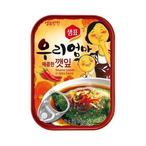 [Original] 우리엄마매콤한깻잎 Sempio Pickled Perilla Leaves in Spicy Sauce (ใบงาดองซอสเผ็ด) 70g