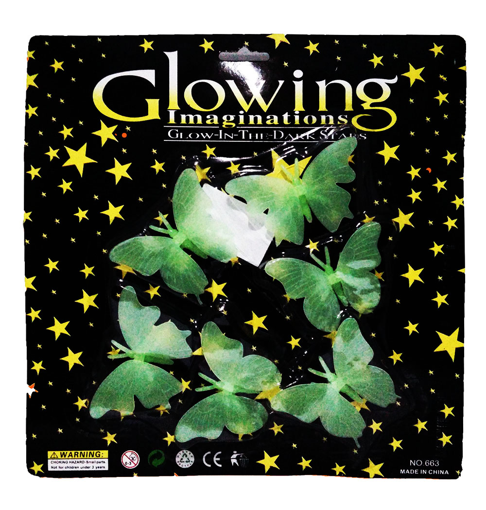 แผ่นติดผนังหรือเพดานเรืองแสงสำหรับเด็ก ฝูงผีเสื้อดอมดม Glow in the Dark sticker for kids Butterfly