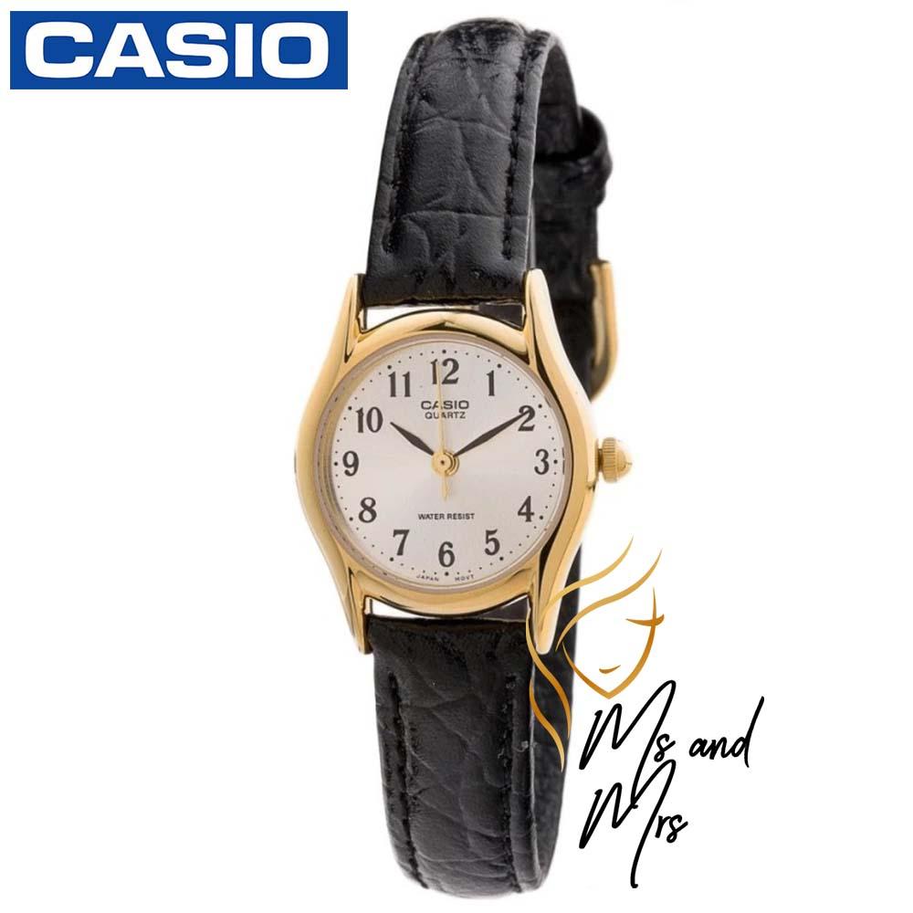 Casio นาฬิกาข้อมือผู้หญิง สายหนังแท้ รุ่น LTP-1094Q