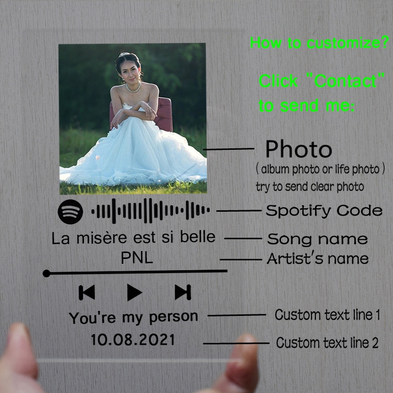 Esspoc Custom Letters Base Personalized Spotify Code Acrylic Board