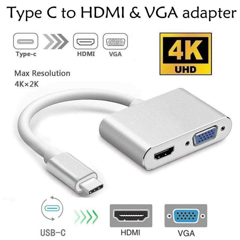 Type C USB 3.1 to HDMI 4K + VGA Adapter For Macbook