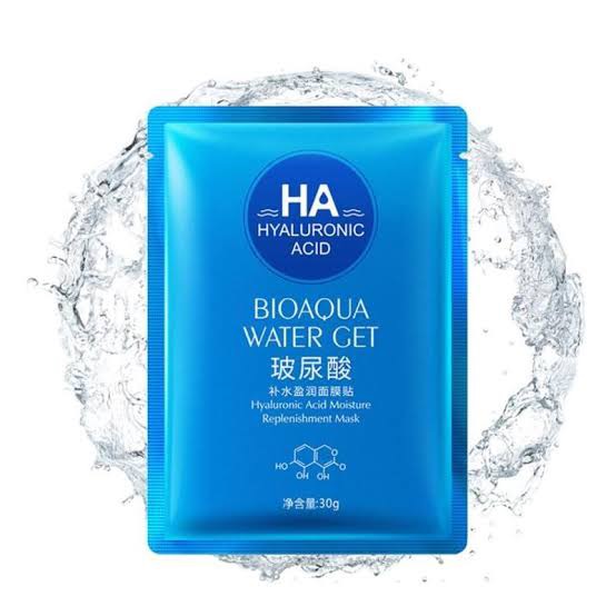 **พิเศษซื้อ 10 ฟรี 1แผ่น** มาส์กหน้าไฮยาลูรอน  BIOAQUA HA WATER GET MASK 30 g. มาส์กให้ความชุ่มชื้น ผิวฟู อิ่มน้ำ หน้าเนียนใส