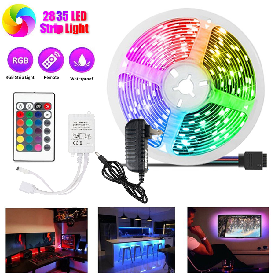 Ezbuy LED Strip ชุดไฟ LED เส้น รุ่น 2835 RGB ชนิดสลับสี พร้อมรีโมทย์ และAdapter 24W 5 เมตร สำหรับใช้เป็นไฟตกแต่งรถยนต์ หรือตามที่ต่าง ๆ ไฟตกแต่งห้อง