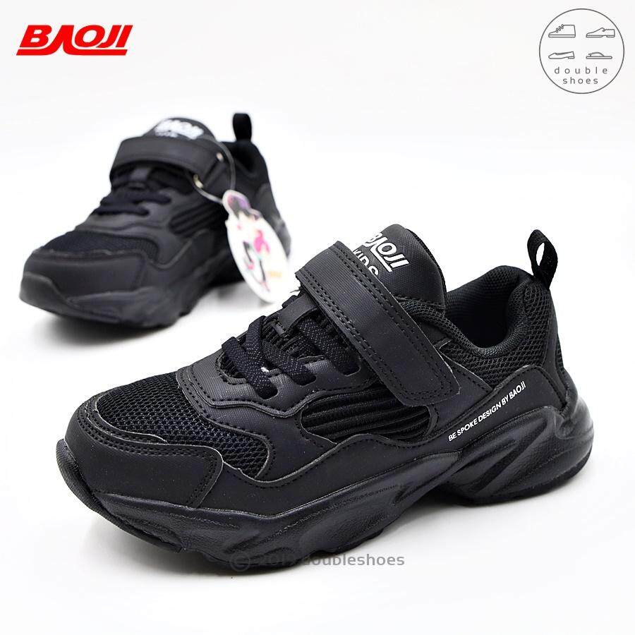 BAOJI รองเท้าผ้าใบเด็ก รองเท้าวิ่ง รองเท้านักเรียน รุ่น GH833 (สีดำล้วน) ไซส์ 31-36