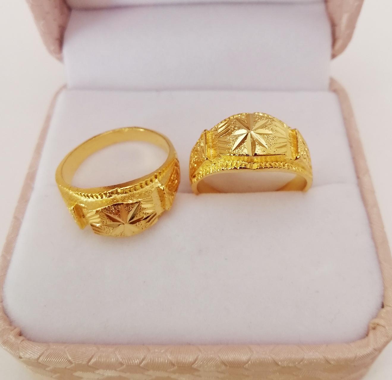 แหวนทอง 2สลึง ตัดเงาแกะลาย ชุบทอง96.5 ผลิตจากช่างฝีมือเยาราช รุ่น A03
