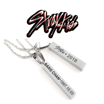 Kpop Stainless Steel Stray Kids Birthday Name Pendant Necklace Trend 2020 Unisex Lettering Letter Necklace Fashion Punk Jewelry