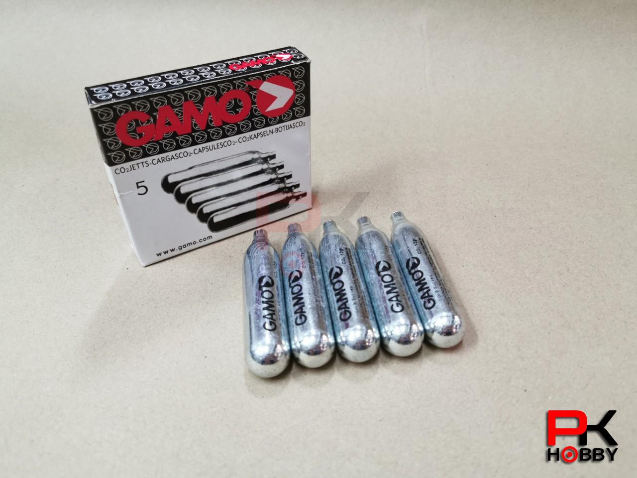 แก๊สอัดปืนบีบีกัน แก๊สหลอด Gamo Co2 12g  จำนวน 1 กล่อง 5 หลอด