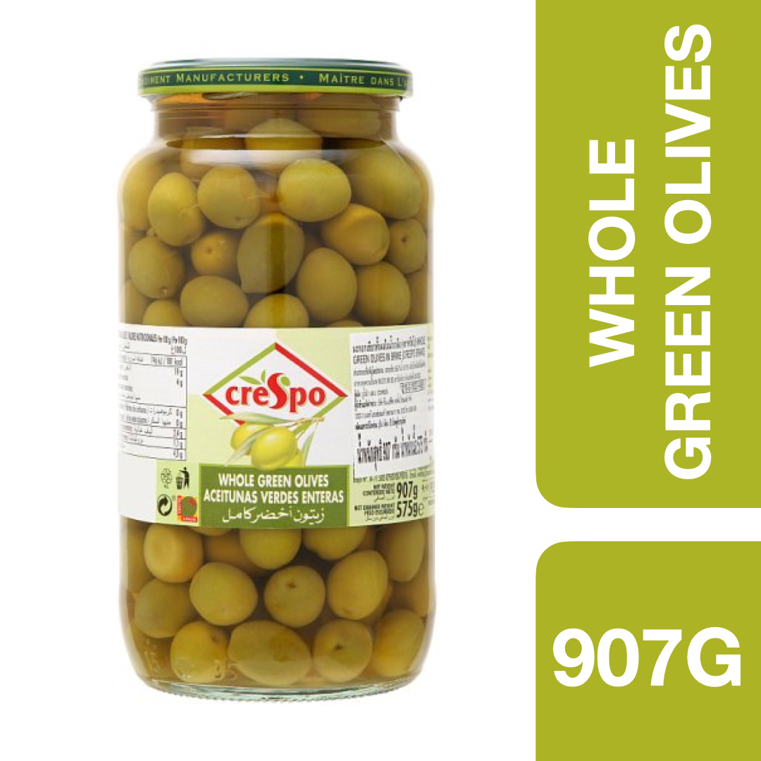 Crespo Whole Green Olives 907g ++ คริสโป มะกอกเขียวในน้ำเกลือ 907 กรัม