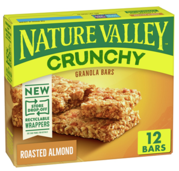 ส่งฟรี เนเจอร์วัลเล เเท่งกราโนล่า อัลมอนด์คั่ว 6x24กรัม Nature Valley Granola Bars with Roasted Almonds 6x42g.มีปลายทาง