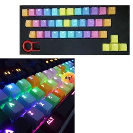 Etmakit Side-printed Top-printed Blank for PBT 37 Keycaps plus Spacebar Keycap Puller Rainbow Keycaps For Mechanical Keyboard SH Store