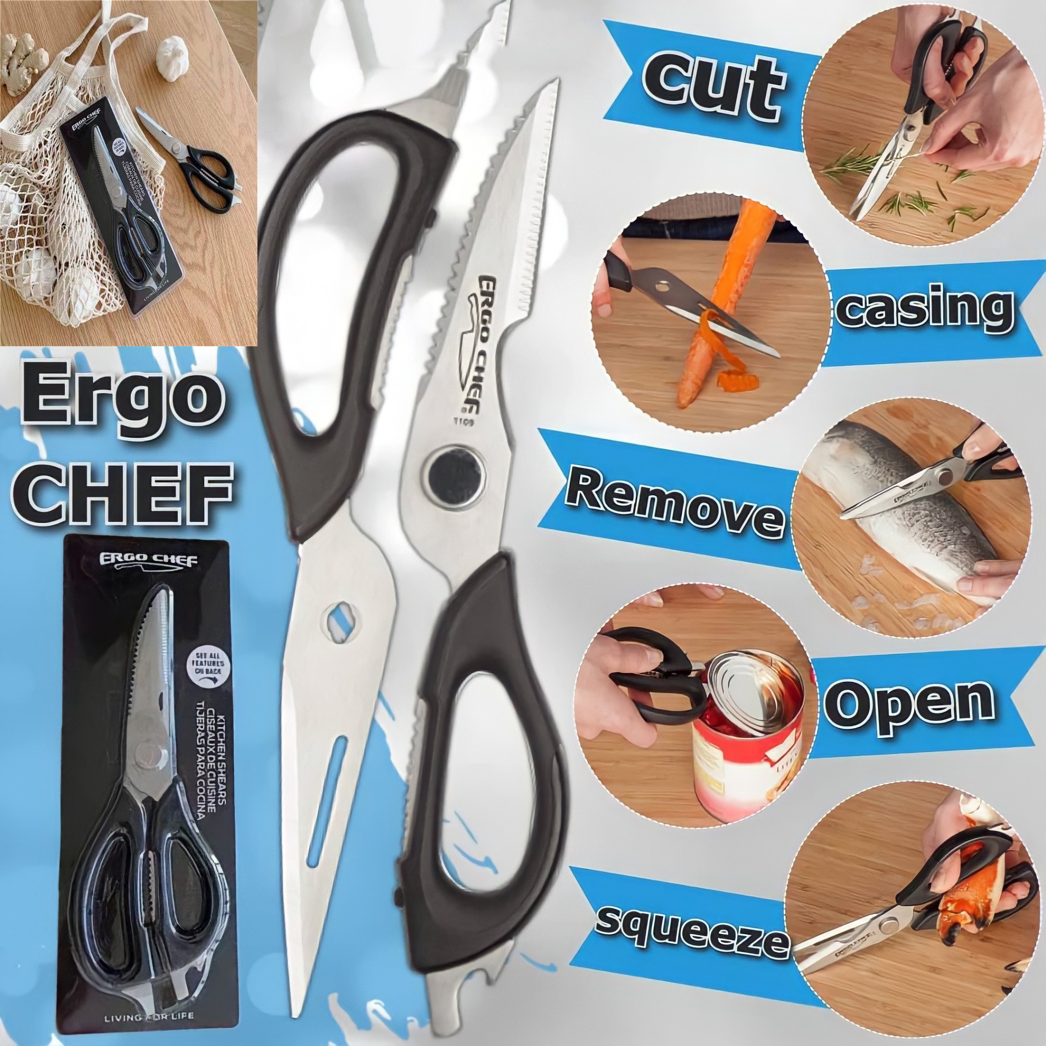 Ergo Chef 1109 Come-Apart Kitchen Shears - Multi Function 