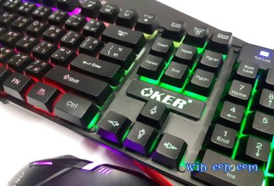 Oker KM-6120 คีย์บอร์ดเรืองแสง+Mouse GAMING มีไฟ