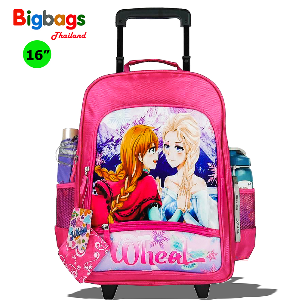 Wheal กระเป๋าเป้มีล้อลากสำหรับเด็ก เป้สะพายหลังกระเป๋านักเรียน 16 นิ้ว รุ่น Princess 07616 (Pink) สี ชมพู A