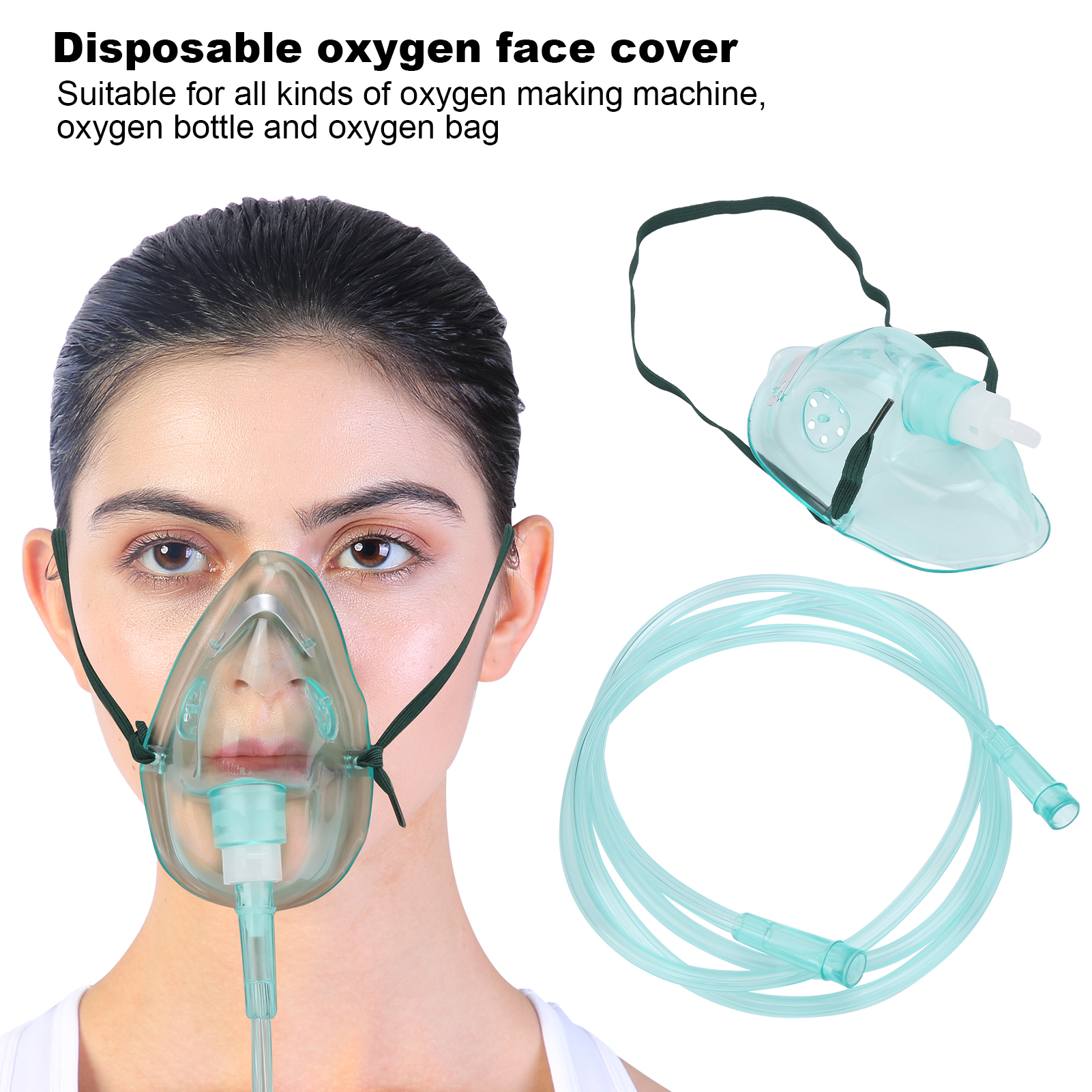 ฝาครอบใบหน้าบำบัดด้วยออกซิเจนสำหรับผู้ใหญ่พร้อมสายยางยืดปรับได้ Oxygen