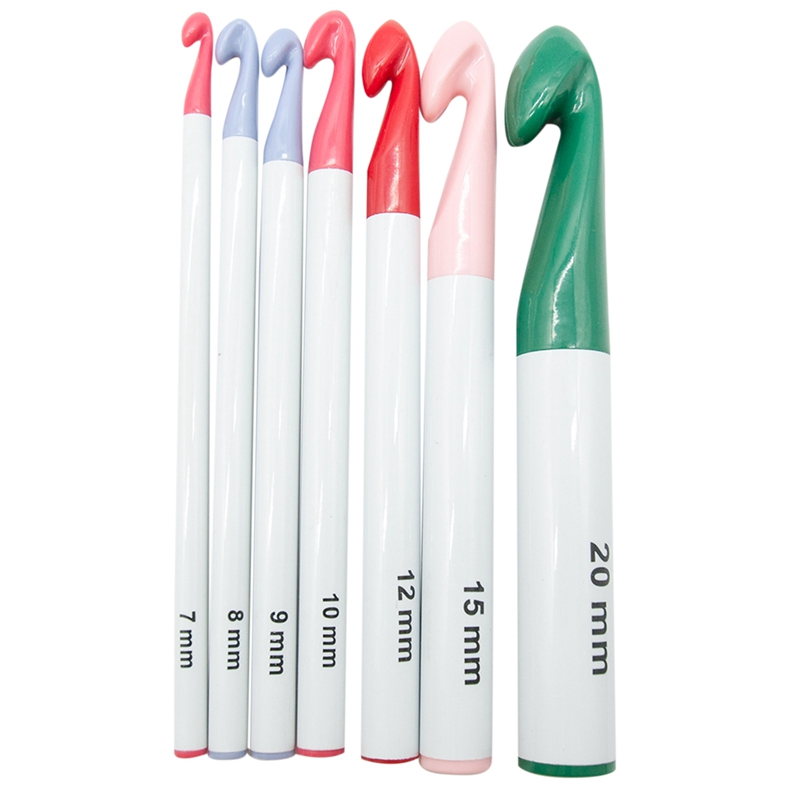 Crochet Hook Set,7/8/9/10/12/15/20mm Plastic Handle Crochet Hook Knitting Needles Thick Head