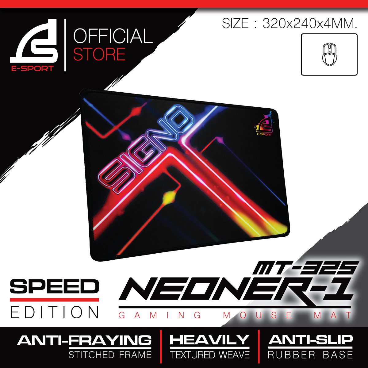 Signo E-Sport NEONER-1 Gaming Mouse Mat รุ่น MT-325 (Speed Edition) (แผ่นรองเมาส์ เกมส์มิ่ง)