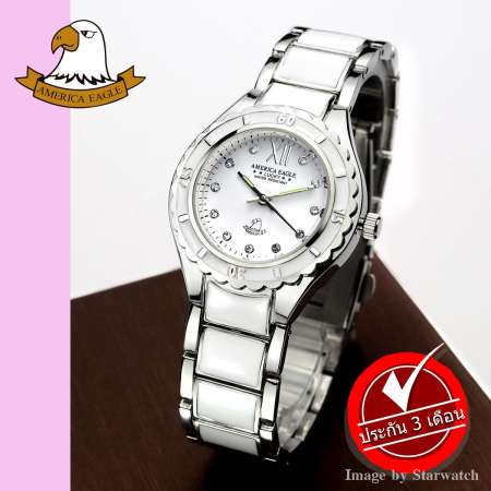 AMERICA EAGLE นาฬิกาข้อมือผู้หญิง สายสแตนเลส รุ่น AE036L - Silver / White