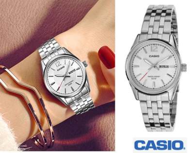 Casio รุ่น LTP-1335D-7AV นาฬิกาข้อมือผู้หญิง สายแสตนเลสหน้าปัดขาว -มั่นใจ ของแท้ 100%  รับประกันศูนย์ CMG 1 ปีเต็ม (มีเก็บเงินปลายทาง)