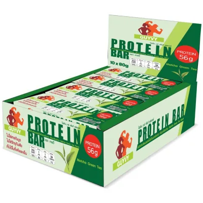 Protein Bar By Guyvy Healthy Food (Matcha Green tea) mix L-Grutamine protein bar green tea flavor Japanese 1 box have 10 PCs