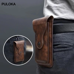 สินค้า PULOKA 4.7-6.5 inches Phone Pouch Belt Waist Bag Hook Clip Holster Case Leather 2 Po Universal Sports Or Mobile Phone Pocket