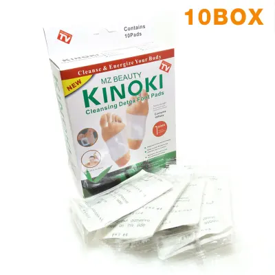 INEX2SHOP (10 กล่อง) สีขาว แผ่นแปะเท้า Cleansing Detox Foot Pads Kinoki แผ่นแปะเท้าสมุนไพรจีน kinoki คิโนกิ