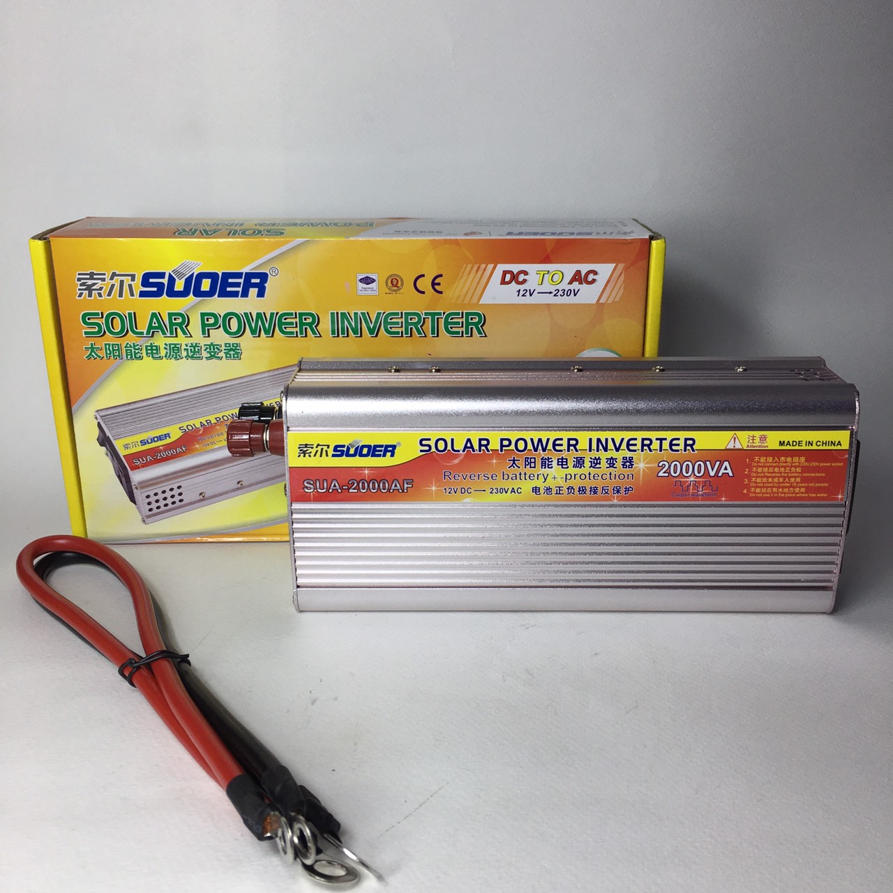 Suoer 24V 2000W อินเวอร์เตอร์ In Verter  24V to 220V Portable Smart Power Inverter หม้อแปลงไฟ 24v ออก 220v