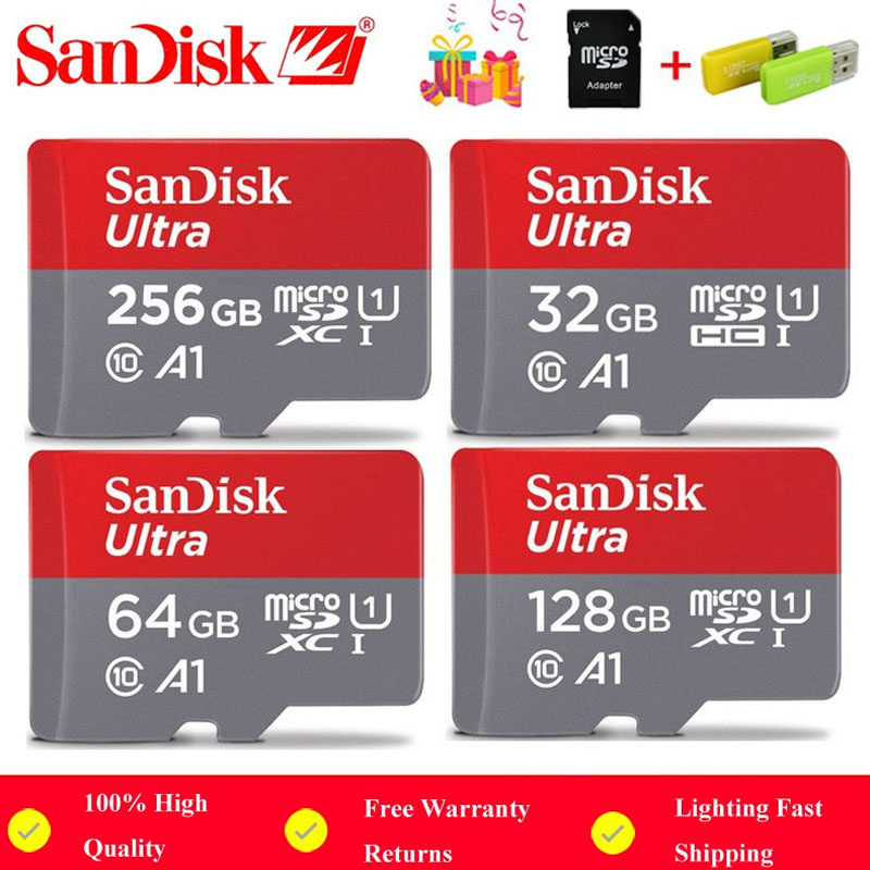 ♗  SANDISK การ์ดหน่วยความจํา 64 Gb 32 Gb 128 Gb 256 Gb 512GB Micro Sd Uhs - 1 C10 A1 Sd Cardหน่วยความจำสุดยอด