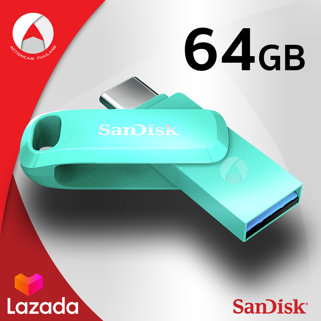 SanDisk Ultra Dual Drive Go 64GB USB 3.1 Gen1 Flash Drive Type-C Speed 150mb/s (SDDDC3-064G-G46G) สีเขียว สำหรับถ่ายโอนข้อมูลโทรศัพท์มือถือกับคอมพิวเตอร์ ประกัน Synnex