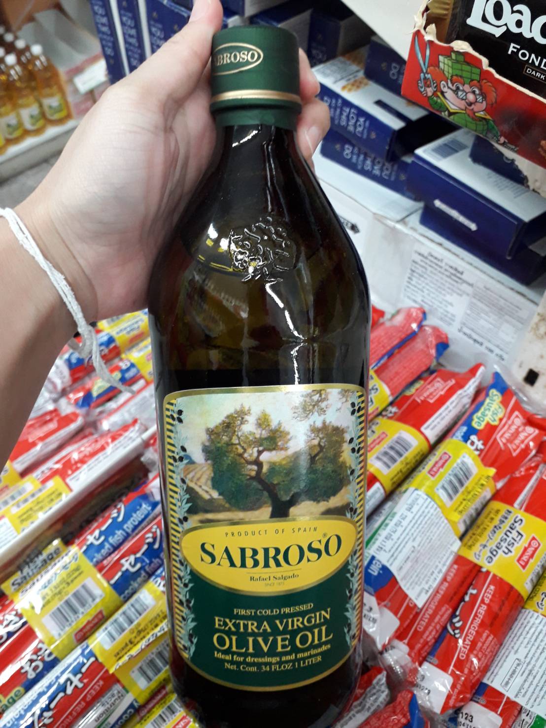 Sabroso Extra Virgin Olive Oil /ซาโบรโซ เอ็กซ์ตร้า เวอร์จิ้น โอลีฟ ออยล์ (น้ำมันมะกอกธรรมชาติไม่ผ่านกรรมวิธี 100%) ขนาด 1000มล.