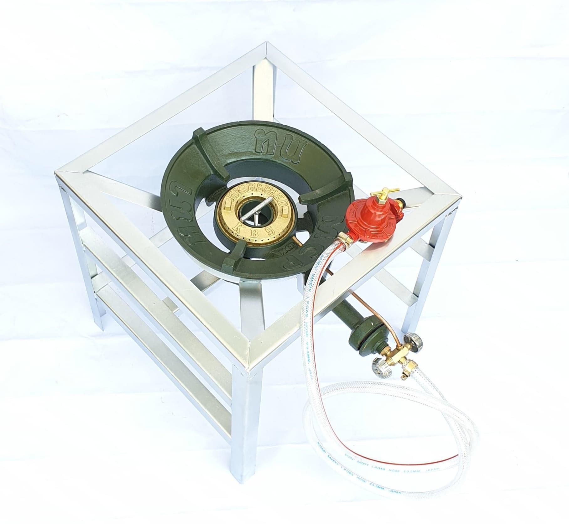 Gmax Kb5 ชุดหัวเตาแม่ค้า เตาเร่ง+ขาตั้งสี่เหลี่ยมสูง40เซน+สาย+หัวปรับ+ปินยิงแก๊ส ครบชุดพร้อมใช้งานได้เลย