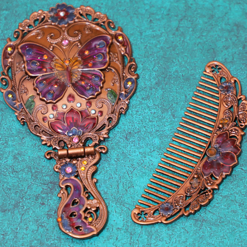 2PCSSet Brand New Women Chic Retro Vintage pocket Mirror Compact Makeup