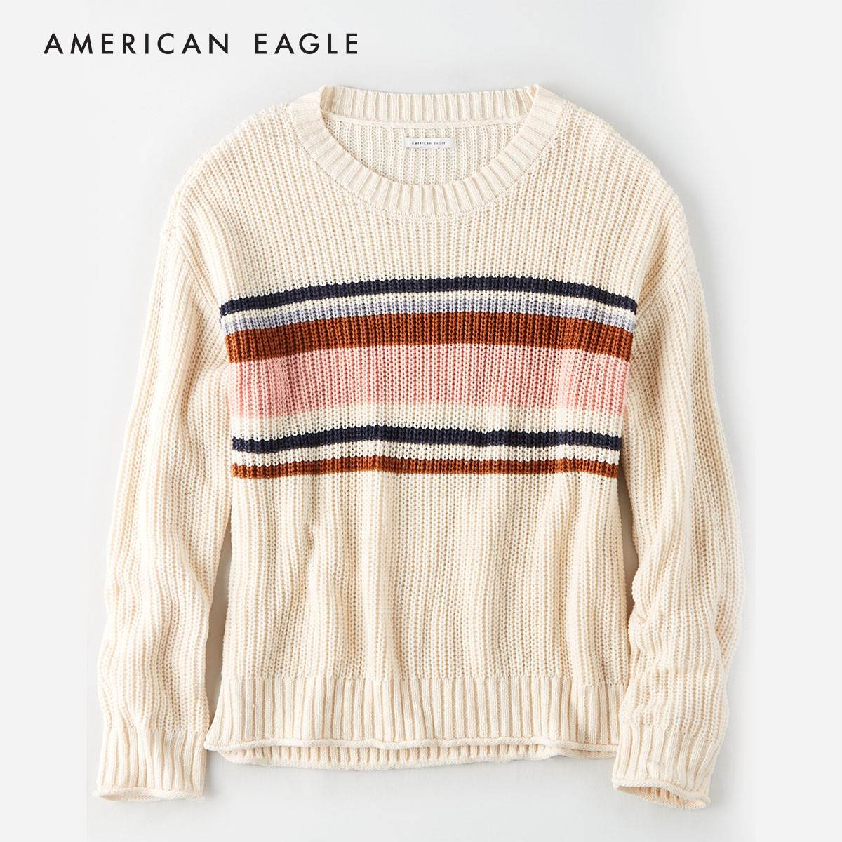 American Eagle Striped Crew Neck Oversized Sweater เสื้อ สเวตเตอร์ ผู้หญิง โอเวอร์ไซส์ คอกลม(034-8795-106)