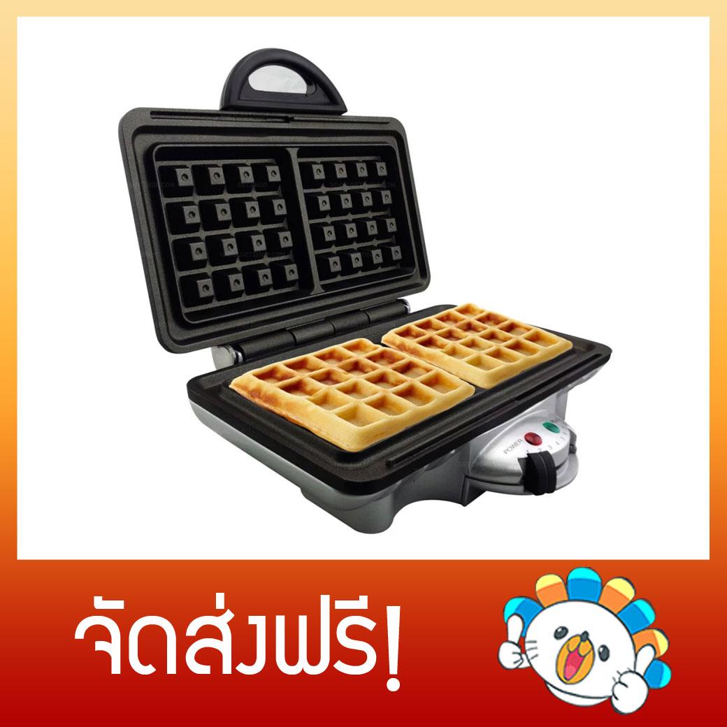 เครื่องทำวาฟเฟิล ใช้เวลาอบเพียงแค่ 2 นาที สามารถอบได้ 2 ชิ้น พิมพ์เคลือบสารกันติดอย่างดี ทำความสะอาดง่าย - HOM-TSK2103W