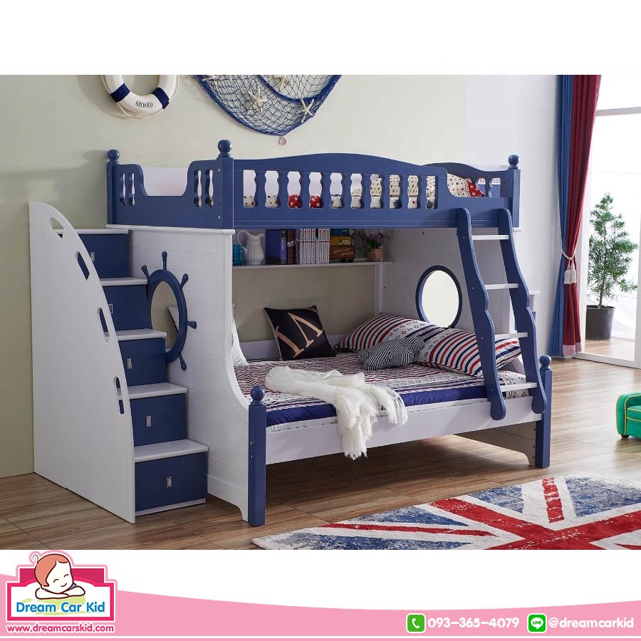 เตียง2ชั้น รุ่น Marine ขนาด 4 ฟุต (ตัดเตียงสไลด์) (มี2สีให้เลือก) เตียงสองชั้น เตียงสองชั้นสำหรับเด็ก เตียงสองชั้นสำหรับเด็กโต เตียงสำหรับเด็กโต