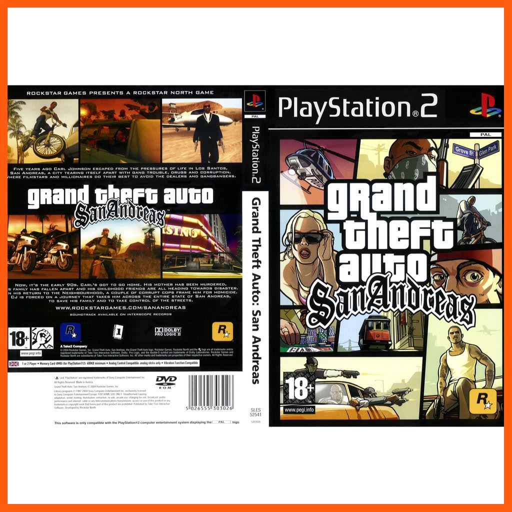 SALE Grand Theft Auto - San Andreas (แผ่นไรท์ยี่ห้อsonyแท้คุณภาพดี) เกมและฮ๊อบบี้ แผ่นและตลับเกม Nintendo games