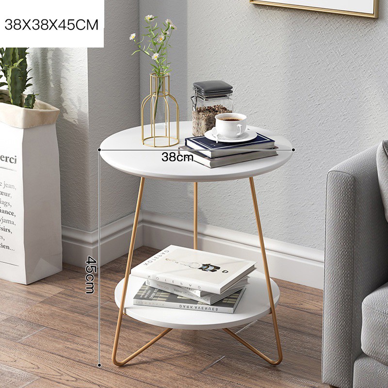 โปรโมชั่น Home Fur โต๊ะข้างโซฟา โต๊ะอเนกประสงค์ขนาดเล็กห้องนั่งเล่น โต๊ะกลมขนาดเล็ก 2 ชั้น โต๊ะข้างเตียง โต๊ะข้างโซฟา โต๊ะข้างหัวนอน