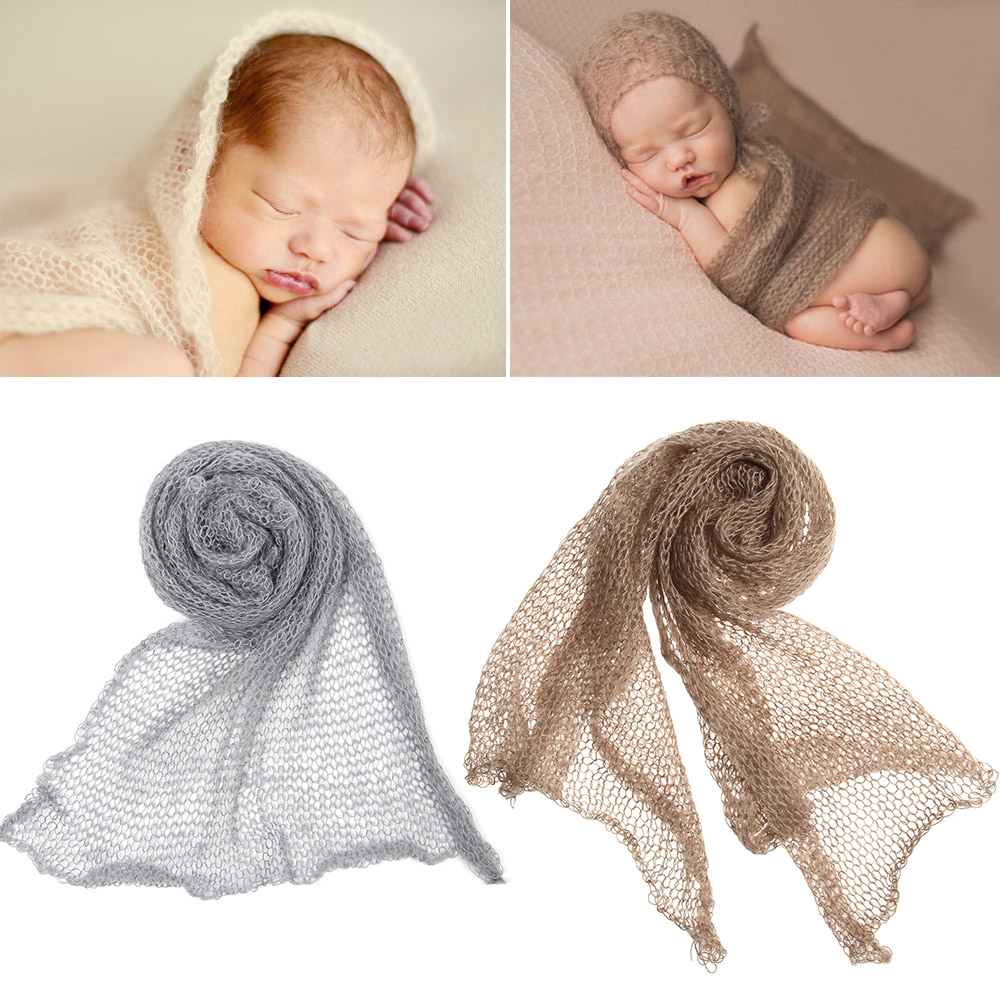 SUNNY DAY BEAUTY 1pc Fashion Auxiliary Warm Winter Studio Shoot Elastic Baby Photography Props Stretch Knit Wrap Blanket Newborn Wrap