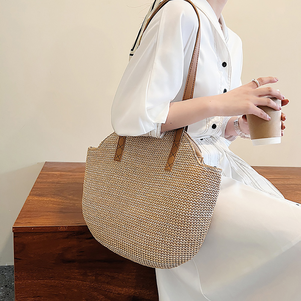 Handmade Woven Shoulder Bag Boho Summer Vacation Tote Straw Beach ...