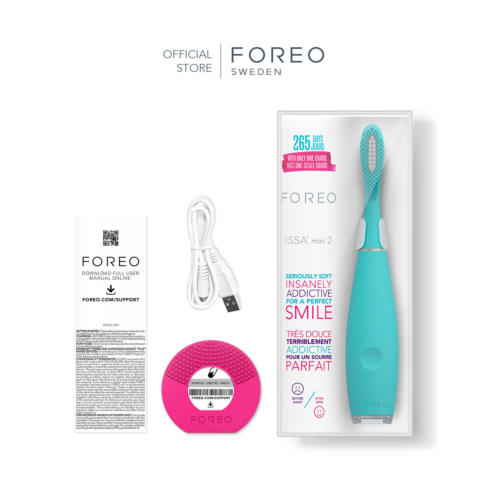 FOREO ISSA mini 2 Summer Sky แปรงสีฟันไฟฟ้า ฟอริโอ้ อิซซ่า มินิ 2 สีเขียว