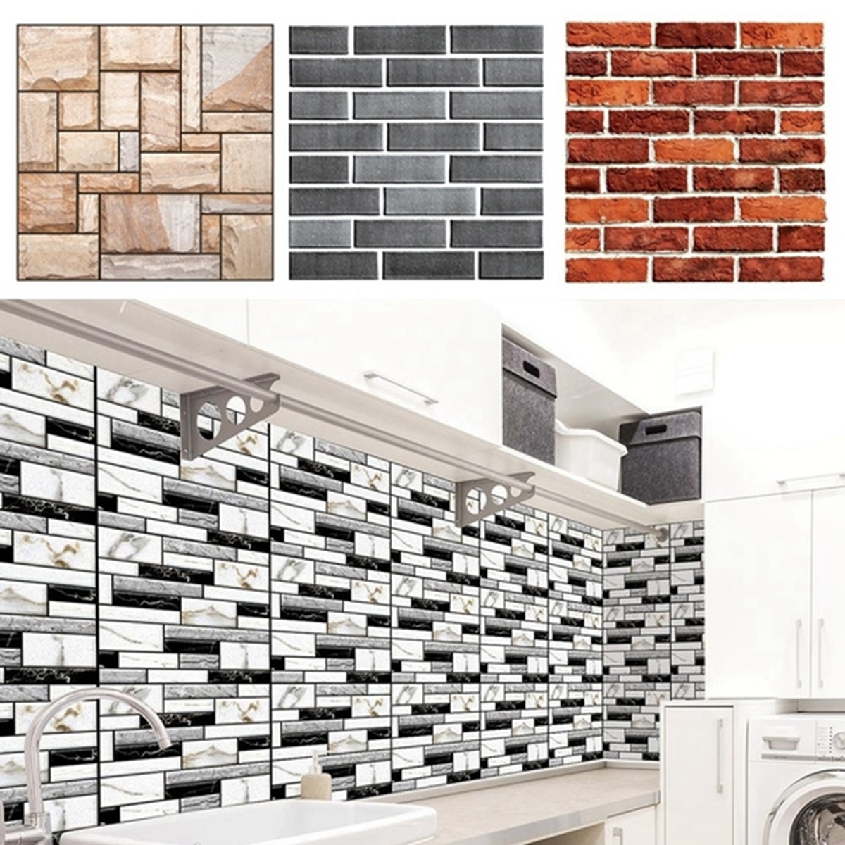 Mosaic 4mm Thickness 3D Foam Marble Stickers Decal Wall Sticker Tile Brick